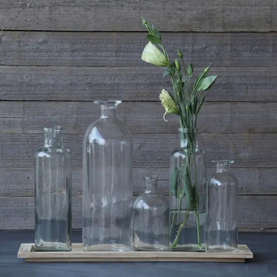 Hello Honey&reg; Wood Tray & Glass Bottle Vase Set {3}