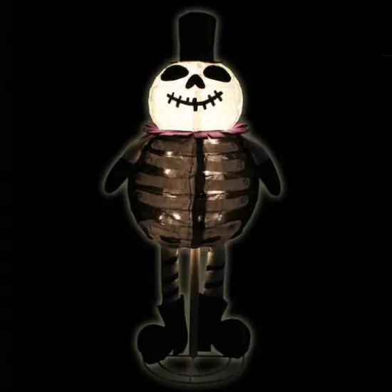 39" LED Lighted Spooky Standing Skeleton Ghost Halloween Decoration {3}