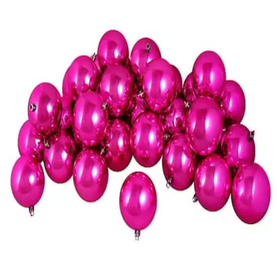60ct Shiny Pink Magenta Shatterproof Ball Ornaments {1}