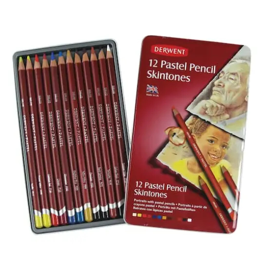 Derwent&reg; Pastel Pencil 12 Color Skin Tones Tin Set {1}