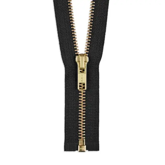 YKK 30" Black #5 Brass Open End Zipper {1}