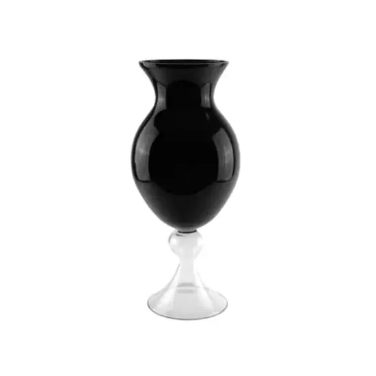 20" Transparent Glass Flower Vase, Jet Black {1}