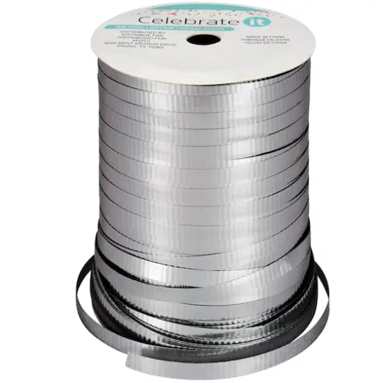 100yd. Silver Crimped Curling Ribbon by Celebrate It&trade; {1}