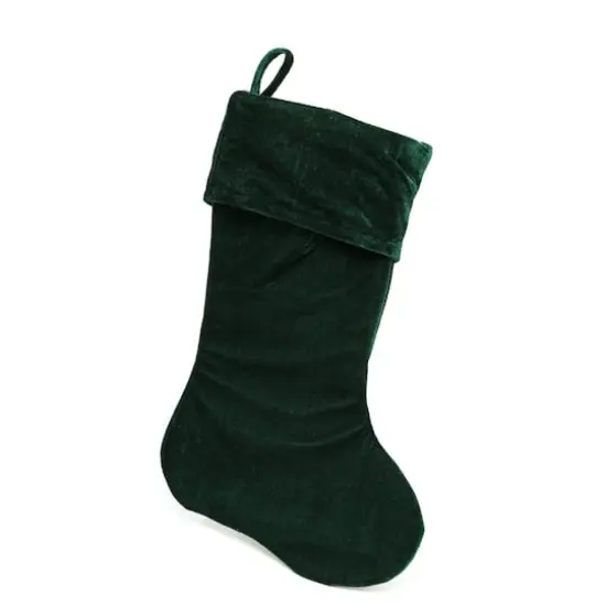 19" Traditional Velvet Christmas Stocking, Green {3}