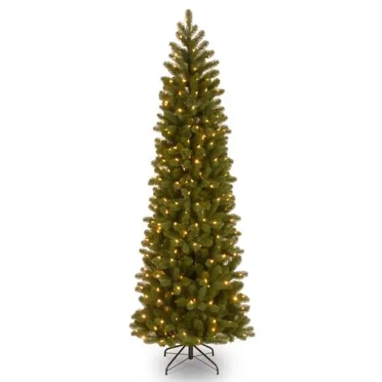6.5 Ft. Pre-Lit Feel Real&reg; Downswept Douglas Fir Pencil Slim Artificial Christmas Tree, Clear Lights {1}
