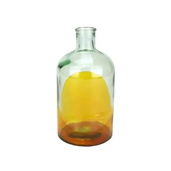 8.75" Fancy Fair Spanish Glass Vase, Orange & Clear {1}