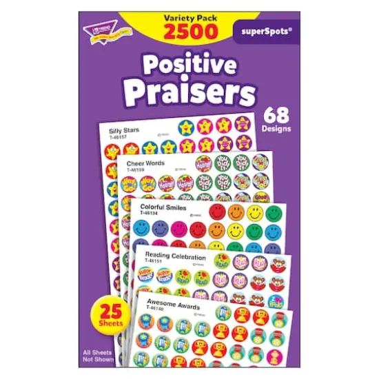 Trend Enterprises&reg; superSpots&reg; 7/16&rdquo; Positive Praisers Stickers, 3 Pack Bundle {1}