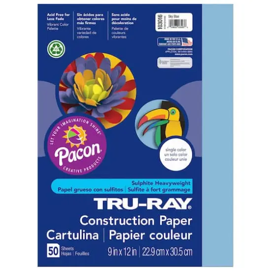Tru-Ray&reg; Construction Paper, 9" x 12", 10ct. Sky Blue {1}