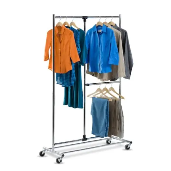 Honey Can Do Dual Bar Chrome Adjustable Garment Rack {4}