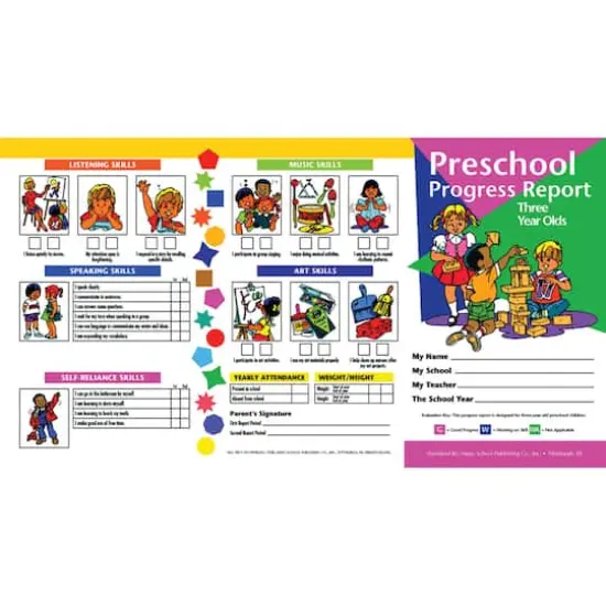 Preschool Progress Report For 3 Year Olds, 10 Per Pack, 6 Packs {1}