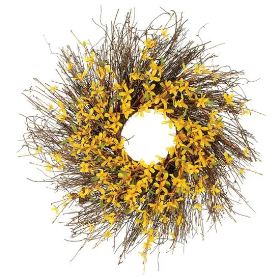 24" Yellow Forysthia Wreath {1}