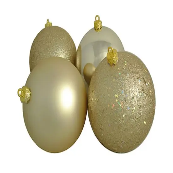 4ct Champagne Gold Shatterproof 4-FinishBall Ornaments {1}