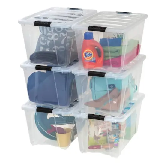 Iris&reg; Clear Stack & Pull&trade; Storage Tote, 6 Pack {3}