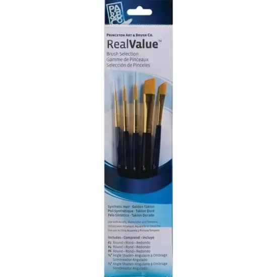 Princeton&trade; RealValue&trade; Golden Taklon Brush Set With Rounds & Angle Shaders {1}