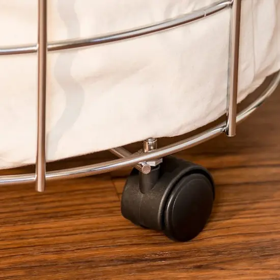 Honey Can Do 25" Chrome & White Rolling Hamper {6}