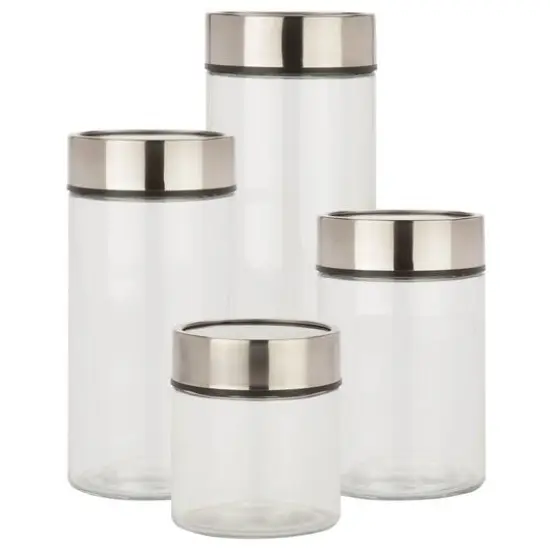 Honey Can Do Clear & Silver Date Dial Jar Set, 4 Pieces {1}
