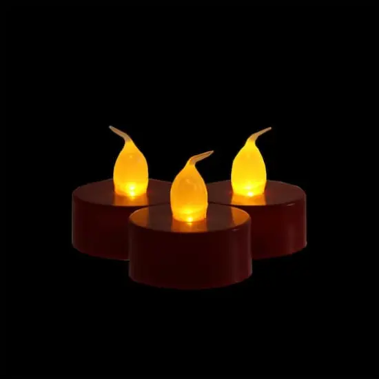1.5" Amber & Red LED Flickering Tea Light Candle Set {4}