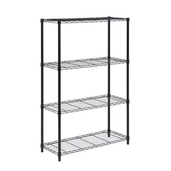Honey Can Do 4-Tier 54" Black Storage Shelves, 350 lbs. Capacity {1}
