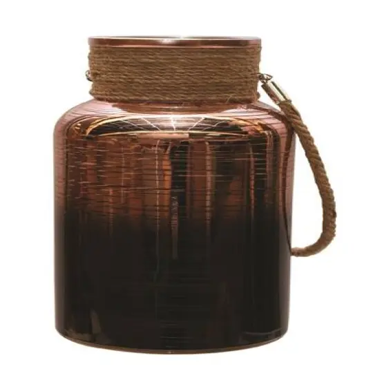 10" Copper Decorative Pillar Candle Holder Lantern {1}