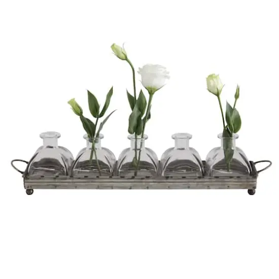 Hello Honey&reg; Iron Tray with Glass Vases Set {1}