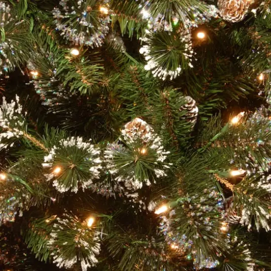 7.5 ft. Pre-Lit Glittery Pine Hinged Slim Artificial Christmas Tree, Clear Lights {3}