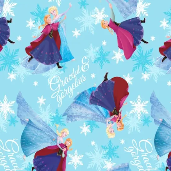 Disney&reg; Frozen Sisters Skating Bridal Satin Fabric {1}