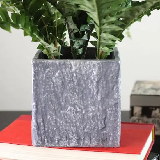 13" Artificial Boston Fern In Stone Look Paper Mach&eacute; Pot {5}