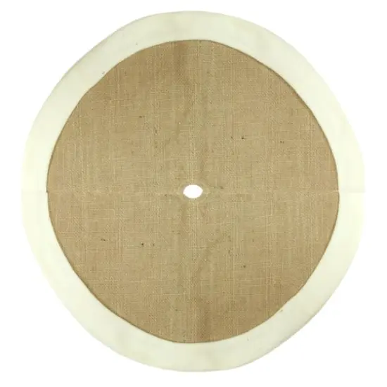 20" Burlap & White Fleece Trim Mini Tree Skirt {3}