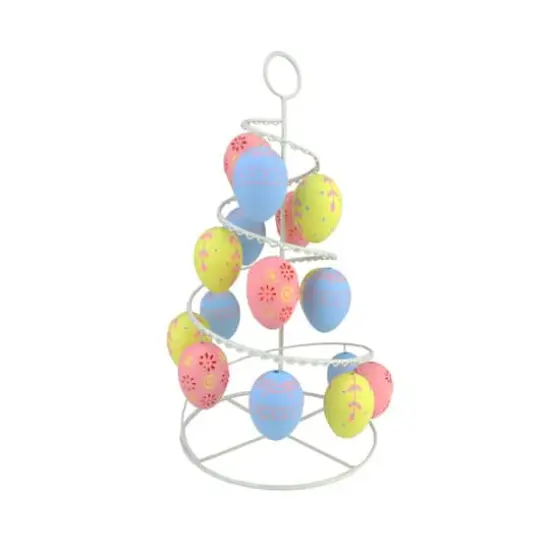 Pastel Pink, Blue and Yellow Floral Cut-Out Easter Egg Tree {1}