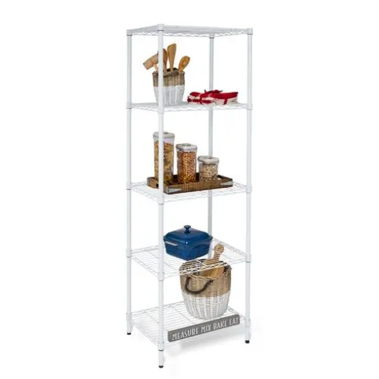 Honey Can Do 5-Tier White Storage Shelves, 250 lbs. Capacity {3}