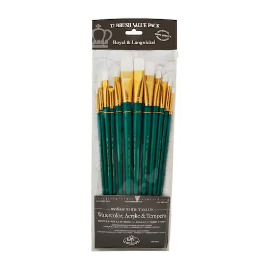 Royal & Langnickel&reg; Zip N' Close White Taklon Angular Long Handle Set {1}