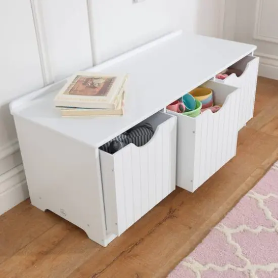 KidKraft Nantucket Storage Bench, White {5}