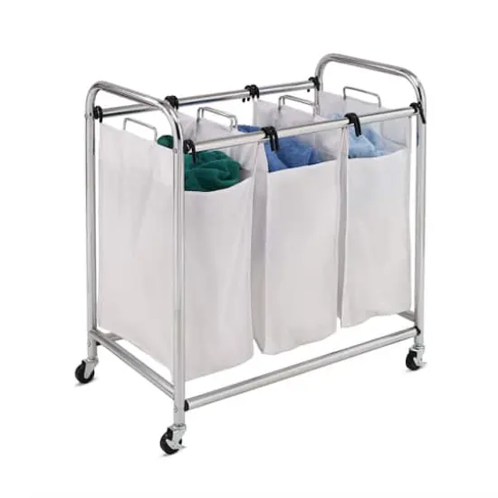 Honey Can Do 32" White & Chrome Heavy Duty Triple Sorter {3}