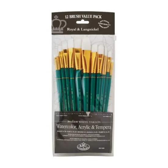 Royal & Langnickel&reg; Zip N' Close White Taklon Filbert Short Handle Set {1}