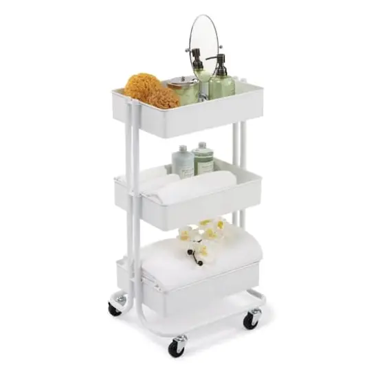 Lexington 3-Tier Rolling Cart by Simply Tidy&reg; White {9}