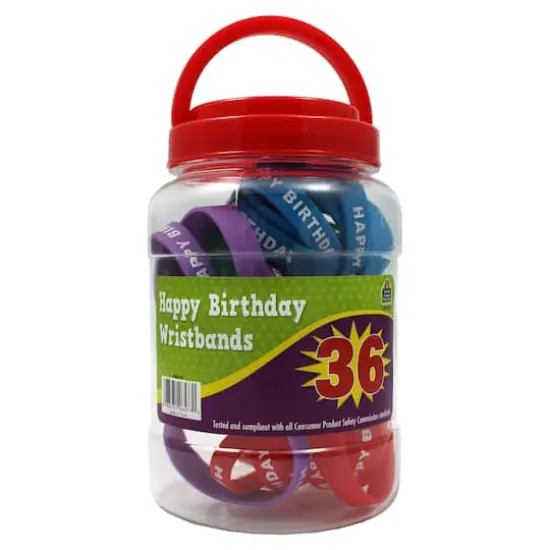 Happy Birthday Wristbands, Jar of 36 {1}