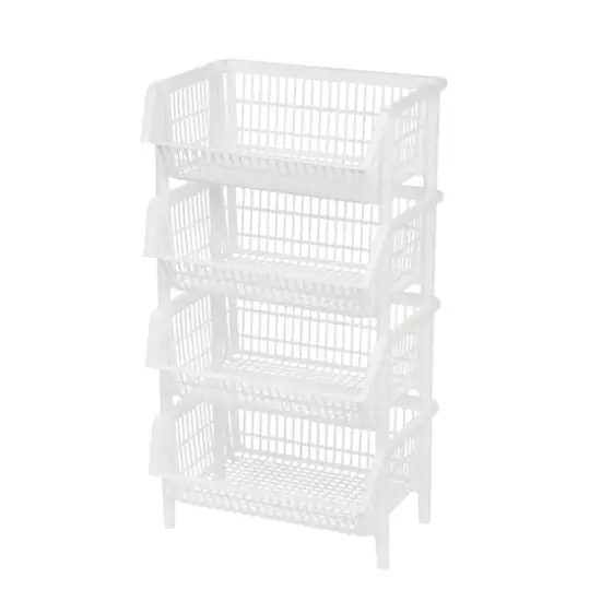 Iris&reg; White Jumbo Stacking Basket, 4 Pack {1}