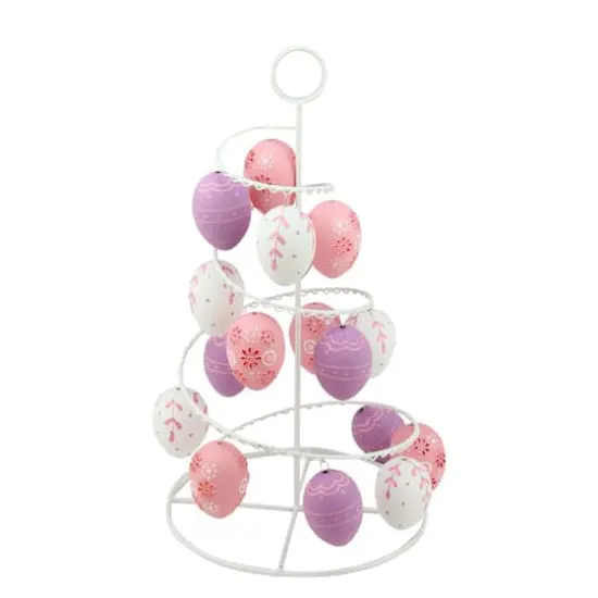 Pastel Pink, White and Purple Floral Cut-Out Easter Egg Tree {1}