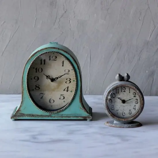 Aqua Metal Mantle Clock {3}
