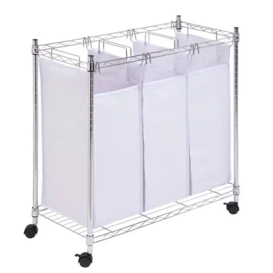 Honey Can Do 31.5" Chrome Rolling Urban Triple Sorter {1}