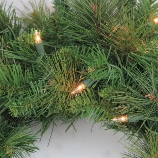 36" Pre-Lit Canyon Pine Artificial Wreath with Clear Lights {3}