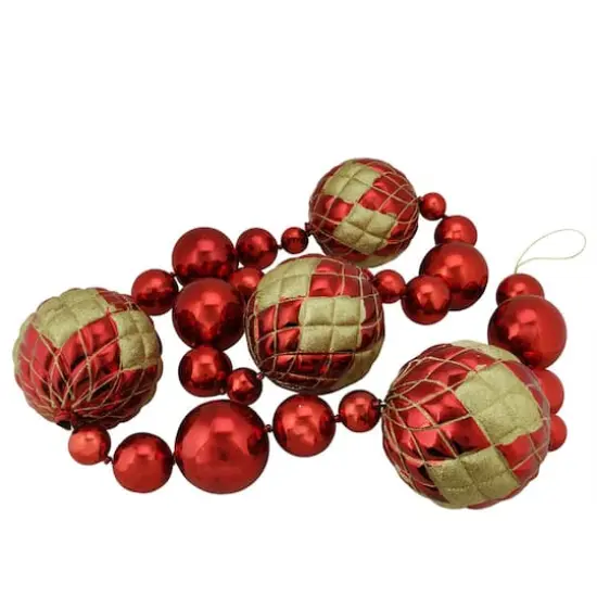 6' Oversized Shatterproof Shiny Red Ball Garland with Gold Glitter {1}