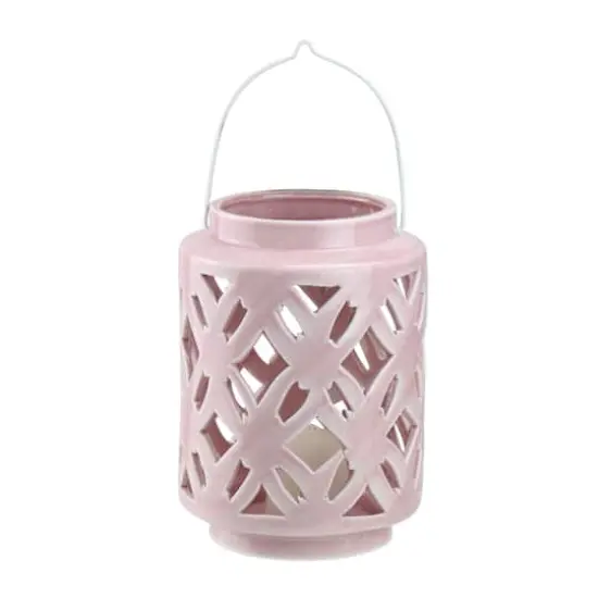 7" City Chic Pastel Pink Floral Tea Light Candle Holder {1}