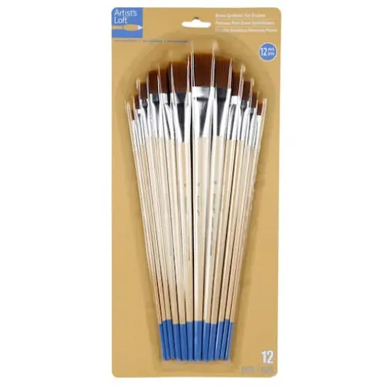Brown Synthetic Flat Brushes by Artist's Loft&reg; Necessities&trade; {3}