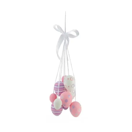 Pastel Pink, Purple and White Easter Egg Cluster Hanging Decoration {1}