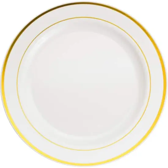 10.3" Round Banquet Plates with Gold Trim by Celebrate It&trade;, 10ct. {1}