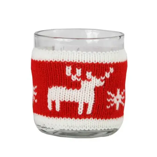 3.25" Knitted Reindeer Design Votive Christmas Candle Holder {1}