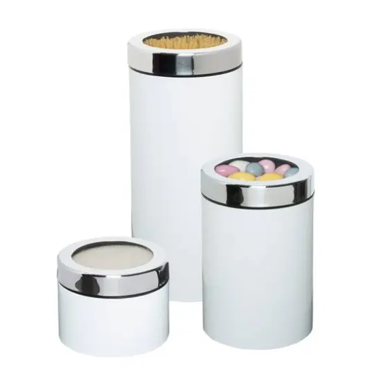 Honey Can Do White Retro Canisters, 3 Pack {3}