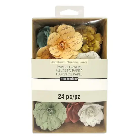 Multicolor Mulberry Print Paper Flower Embellishments, 24ct. by Recollections™ {1}