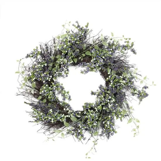 22" Plum Purple & White Berry Wreath {1}